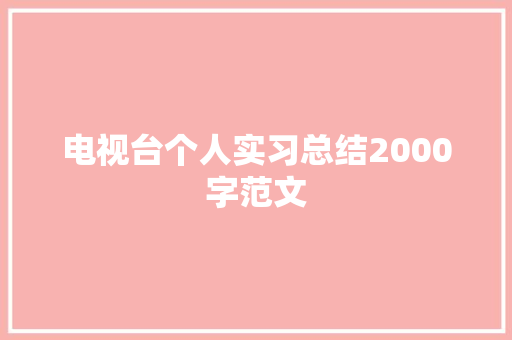 电视台个人实习总结2000字范文