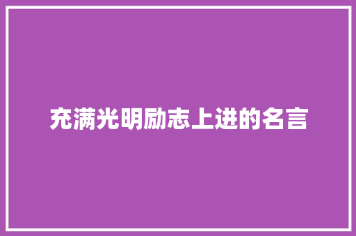 充满光明励志上进的名言