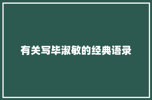 有关写毕淑敏的经典语录 综述范文