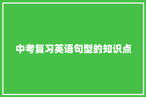 中考复习英语句型的知识点