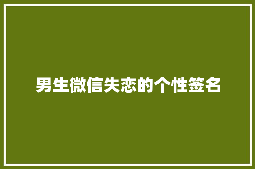 男生微信失恋的个性签名