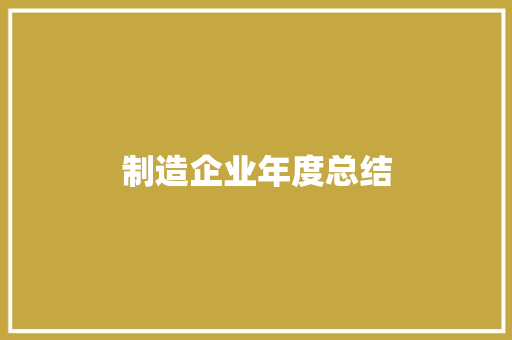 制造企业年度总结