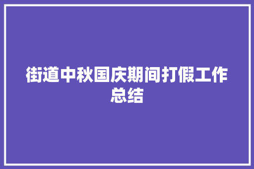 街道中秋国庆期间打假工作总结