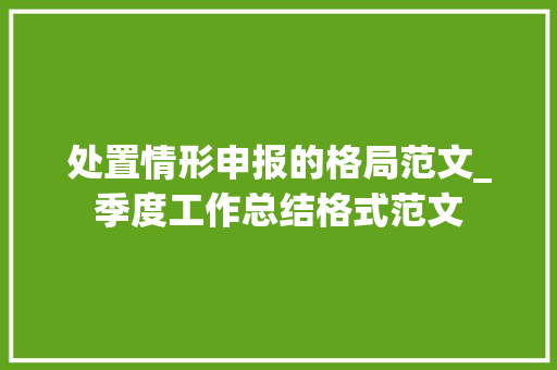 处置情形申报的格局范文_季度工作总结格式范文