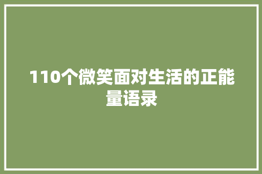 110个微笑面对生活的正能量语录