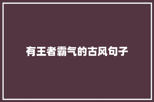 有王者霸气的古风句子