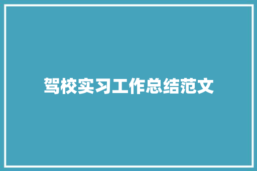 驾校实习工作总结范文