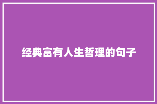 经典富有人生哲理的句子