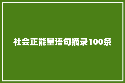 社会正能量语句摘录100条