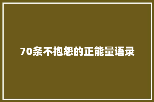 70条不抱怨的正能量语录