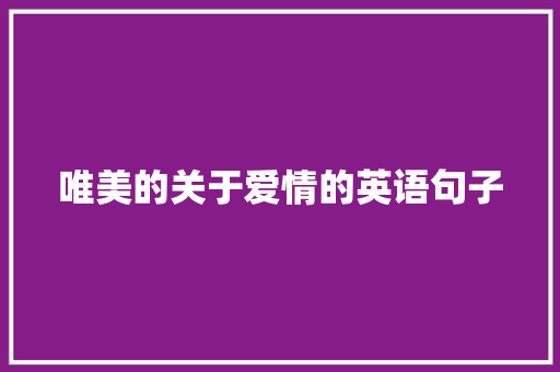 唯美的关于爱情的英语句子