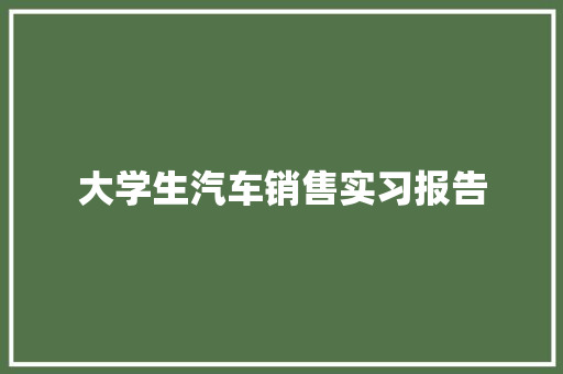 大学生汽车销售实习报告