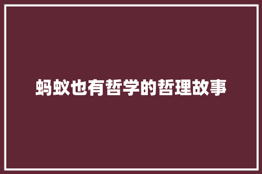 蚂蚁也有哲学的哲理故事