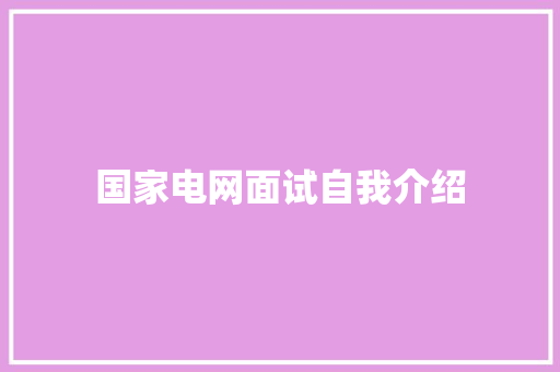 国家电网面试自我介绍