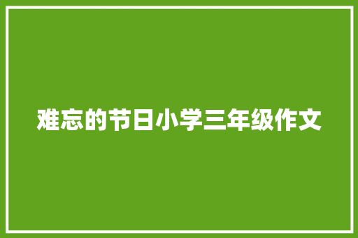 难忘的节日小学三年级作文