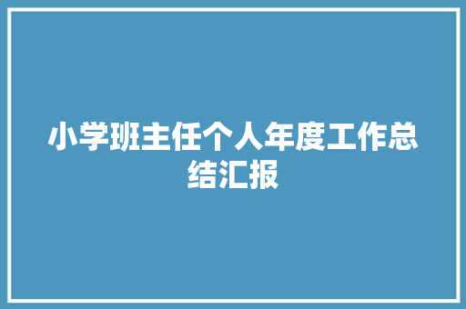 小学班主任个人年度工作总结汇报