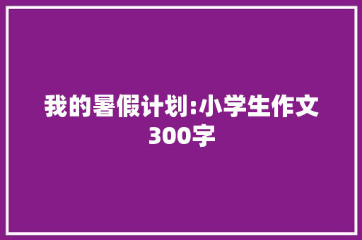 我的暑假计划:小学生作文300字