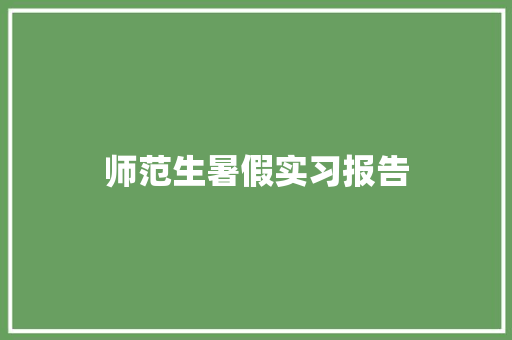 师范生暑假实习报告