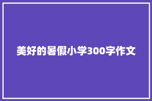 美好的暑假小学300字作文