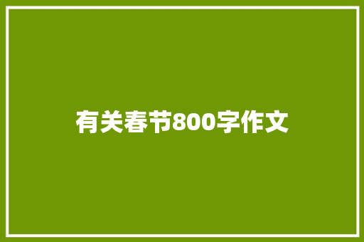 有关春节800字作文