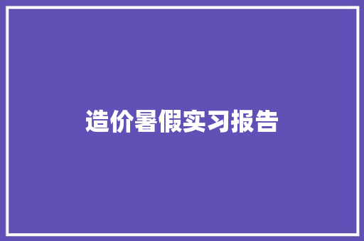 造价暑假实习报告