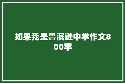 如果我是鲁滨逊中学作文800字