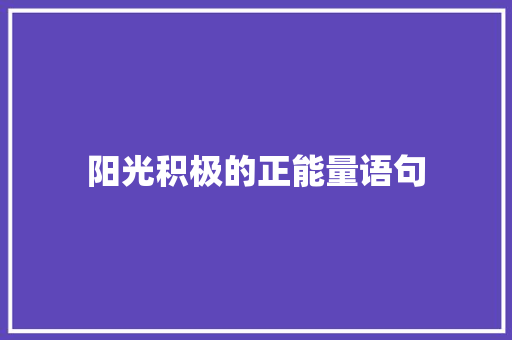 阳光积极的正能量语句