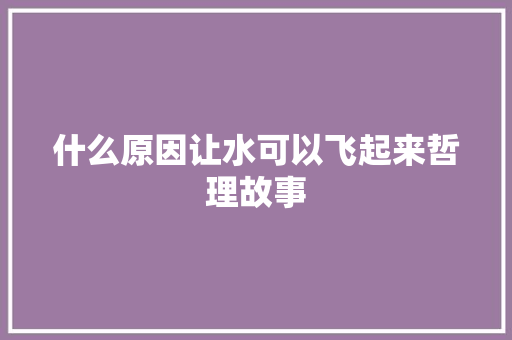 什么原因让水可以飞起来哲理故事