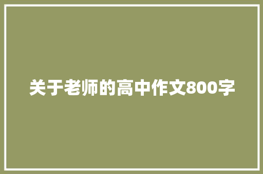 关于老师的高中作文800字