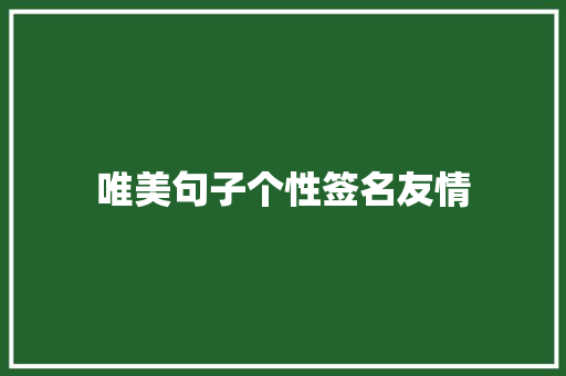 唯美句子个性签名友情