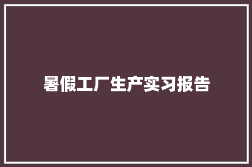 暑假工厂生产实习报告