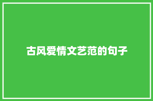 古风爱情文艺范的句子