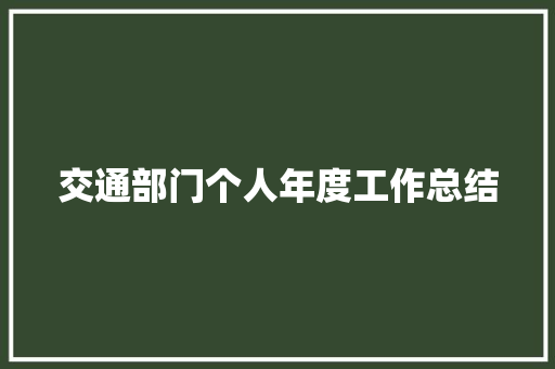 交通部门个人年度工作总结