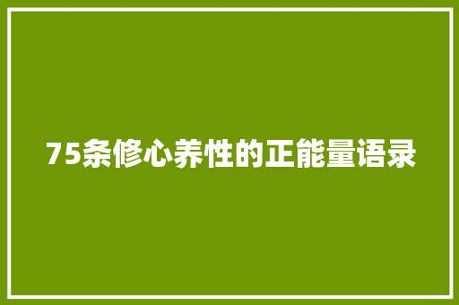 75条修心养性的正能量语录