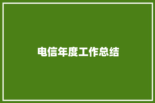 电信年度工作总结