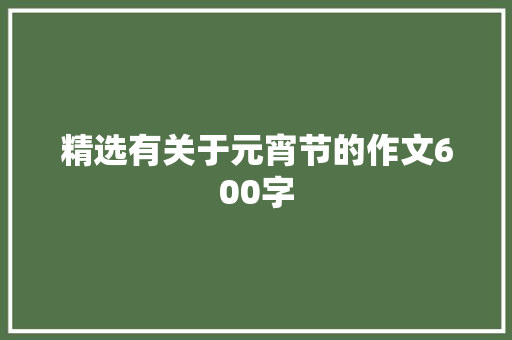 精选有关于元宵节的作文600字