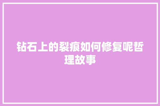 钻石上的裂痕如何修复呢哲理故事