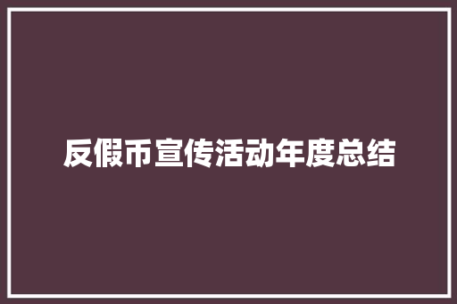 反假币宣传活动年度总结