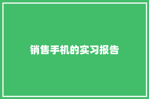 销售手机的实习报告