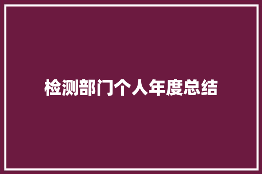 检测部门个人年度总结