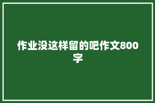 作业没这样留的吧作文800字