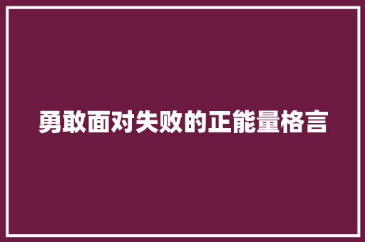 勇敢面对失败的正能量格言