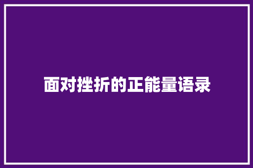 面对挫折的正能量语录