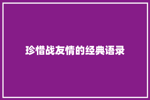 珍惜战友情的经典语录