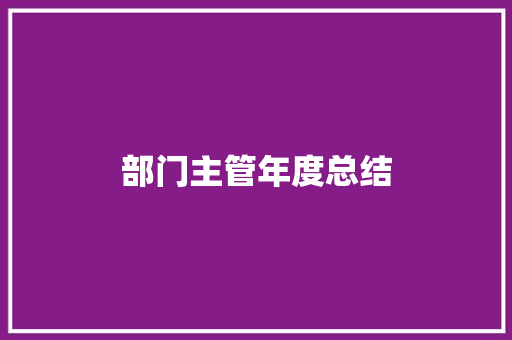 部门主管年度总结