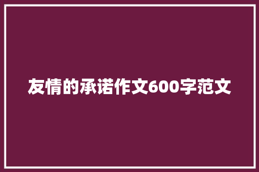 友情的承诺作文600字范文