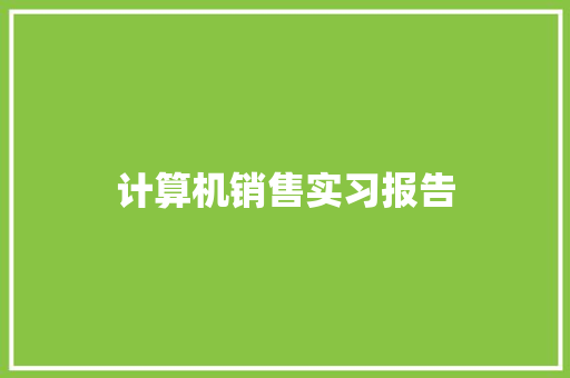 计算机销售实习报告