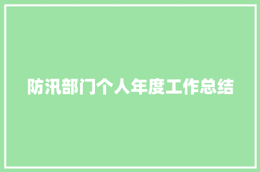 防汛部门个人年度工作总结