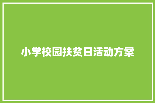 小学校园扶贫日活动方案