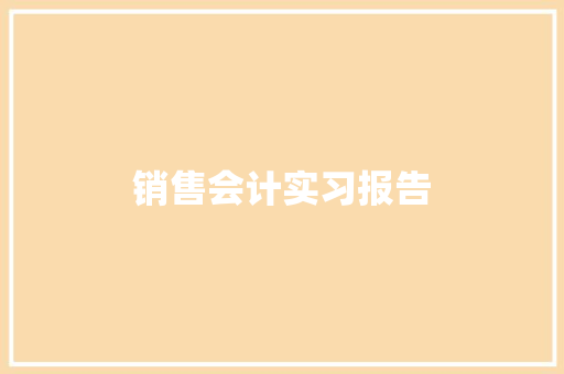 销售会计实习报告